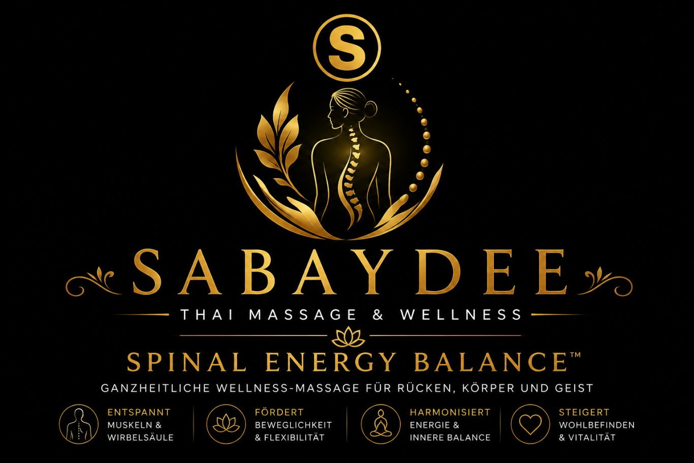 Eine sanfte, ganzheitliche Wellness-Anwendung für tiefe Entspannung, bewusste Körperwahrnehmung und innere Balance. Erwachsene 60 Minuten · 120 € Zeit für Ruhe, Entspannung und neue Energie. SABAYDEE SPINAL ENERGIE BALANCE